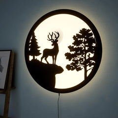 Full Moon Night Reindeer LED Wall Light