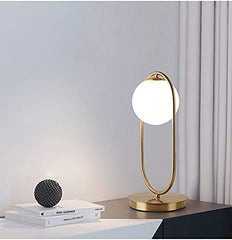 Capsule Droplet Design Milky Globe Golden Table Lamp