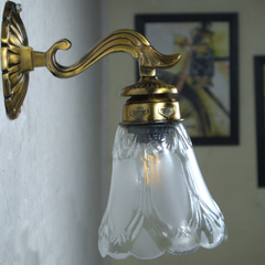 Tusk Glass Handcarved Antique Wall Light