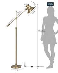 Modern Reading Task Floor Lamp Standing Focused Light Moveable and Adjustable Height Brass Antique finish