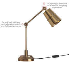 Study Desk Office Reading Table Lamp Brass Antique Finish with Adjustable Moveable Head and Body