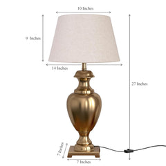 Royal Brass Antique Trophy Table Lamp 27 Inches Height With Off White 14 Inches Diameter Lampshade