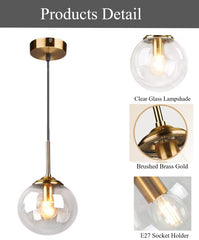 Antique Gold Clear Globe Hanging Light