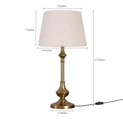 Brass Antique Gold Table Lamp 22 Inches Height with Off White 10 Inches Diameter Lampshade