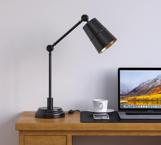 Study Desk Office Reading Table Lamp Black Polished with Adjustable Moveable Head and Body