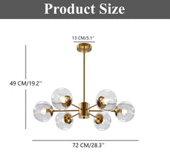 Six Clear Globe Spreaded Design Ceiling Chandelier