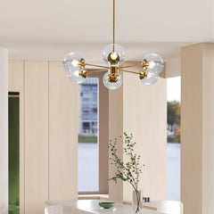 Six Clear Globe Spreaded Design Ceiling Chandelier