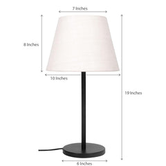 Table Lamp Black Sleek 19 inches Height with Off White 10 inches Diameter Lamp shade