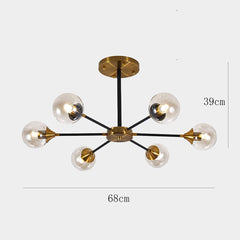 Black And Gold Magic With Clear Glass Sputnik Chandelier