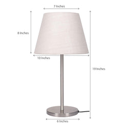 Table Lamp Sleek Silver 19 inches Height with Off White 10 inches Diameter Lamp shade