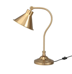 Study Desk Office Reading Curved Table Lamp Brass Antique with Adjustable Head Shade