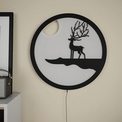 Reindeer Designer Wooden Backlit Wall Art