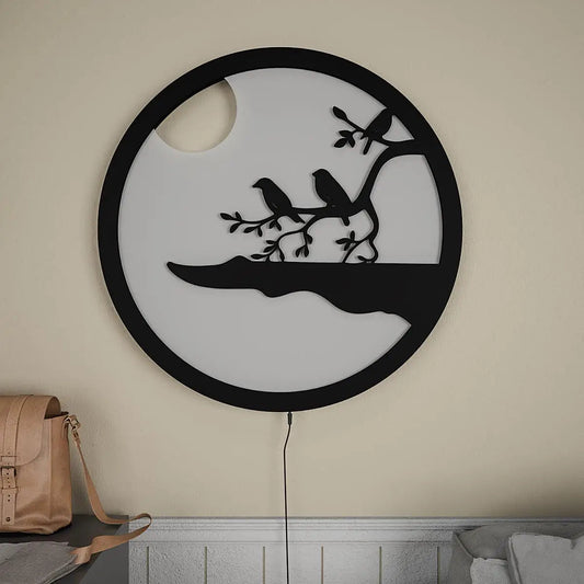 Chirping Birds Round LED Wall Light