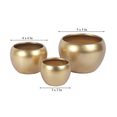 Gold Apple Planter Set of 3