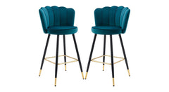 Teal Color Flower Counter Stool