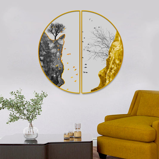 Golden Fortune Tree Semi Circle Wall Paintings & Arts