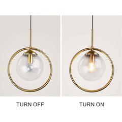 Modern Style Antique Brass Gold Finish Clear Hanging Light