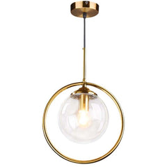 Modern Style Antique Brass Gold Finish Clear Hanging Light