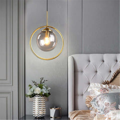 Modern Smoke Gray Glass Globe Hanging Light