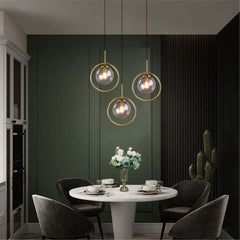 Modern Smoke Gray Glass Globe Hanging Light