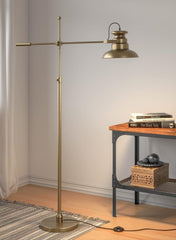 Modern Reading Task Floor Lamp Standing Focused Light Moveable and Adjustable Height Brass Antique finish