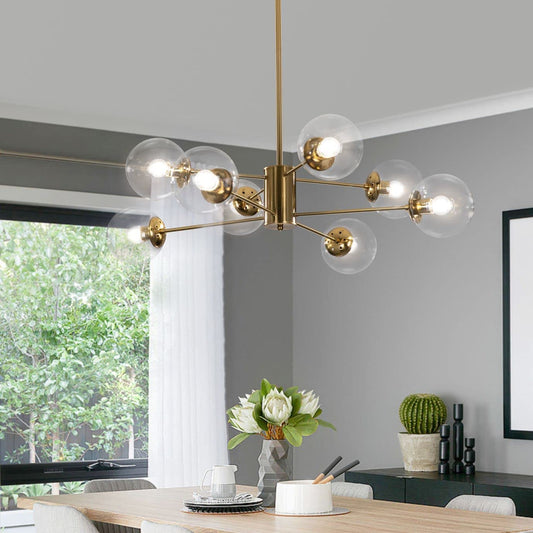 Eight Clear Globe Spreaded Design Ceiling Chandelier