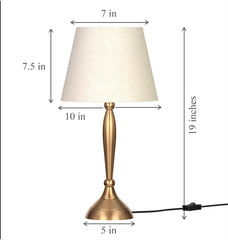 Table Lamp Brass Antique Gold 19 inches Height with Off White 10 inches Diameter Lampshade