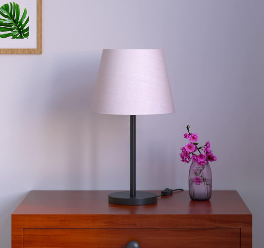 Table Lamp Black Sleek 19 inches Height with Off White 10 inches Diameter Lamp shade