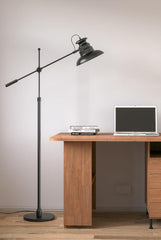 Modern Reading Task Floor Lamp Standing Focused Light Moveable and Adjustable Height Black Polished