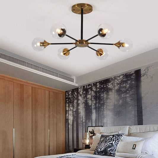 Black And Gold Magic With Clear Glass Sputnik Chandelier