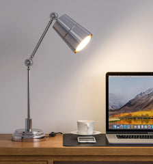 Study Desk Office Reading Table Lamp Silver Nickel with Adjustable Moveable Head and Body