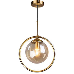 Brass Gold Finish Amber Glass Ceiling Chandelier