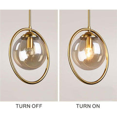 Brass Gold Finish Amber Glass Ceiling Chandelier