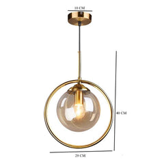 Brass Gold Finish Amber Glass Ceiling Chandelier