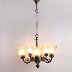 Traditional Designer Metal Framework Upward Floral Patterned Chandelier