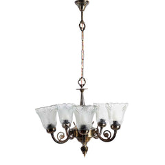 Traditional Designer Metal Framework Upward Floral Patterned Chandelier