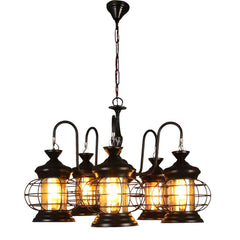 Lustre Glass Round Metal Encased Decorative Chandelier