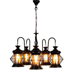 Lustre Glass Metal Encased Decorative Chandelier