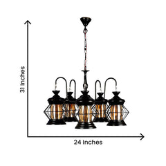 Lustre Glass Metal Encased Decorative Chandelier