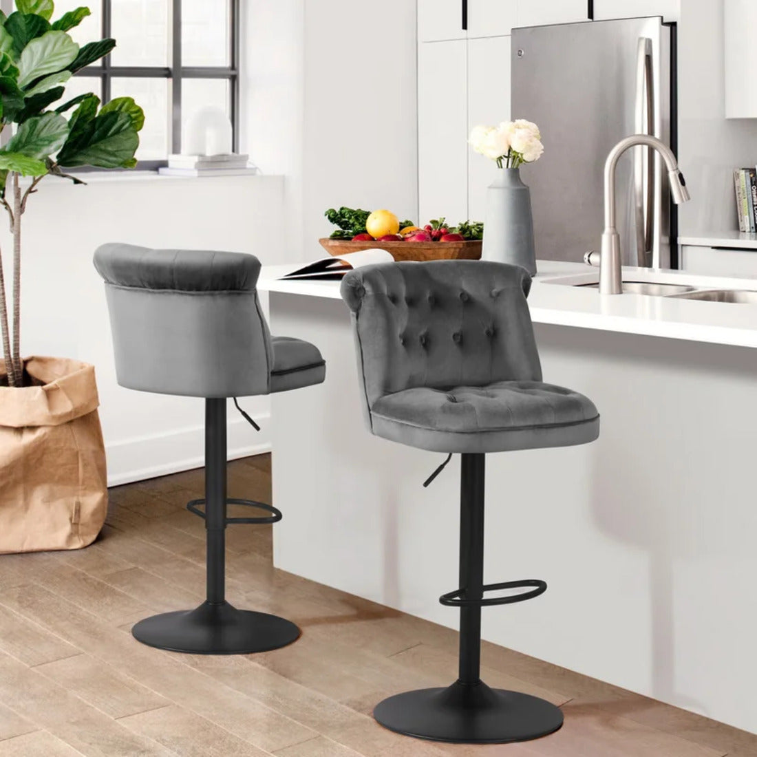 Grey Color Cellan Swiel Adjustable Bar Stool