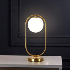 Capsule Droplet Design Milky Globe Golden Table Lamp