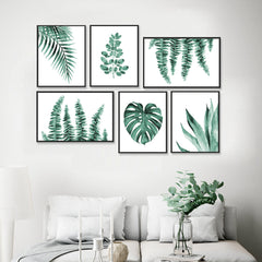 Green Tropical Ferns Wall Frame Set of 6