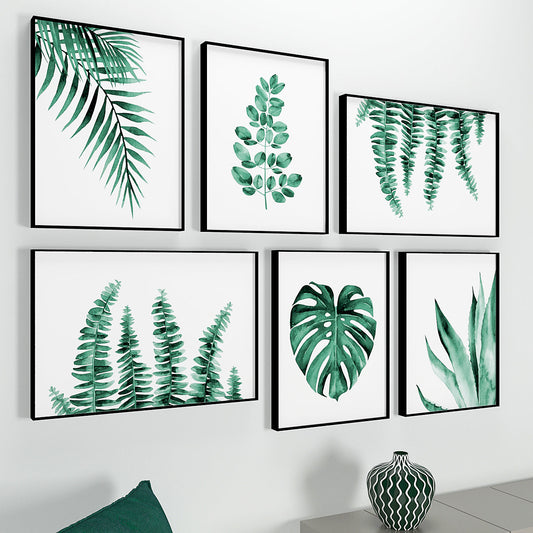 Green Tropical Ferns Wall Frame Set of 6