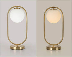 Capsule Droplet Design Milky Globe Golden Table Lamp