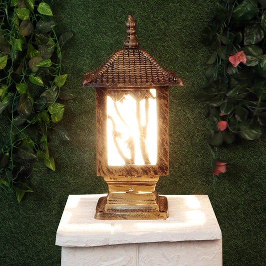 Detailed Tree Encarved Golden Decorative Outdoor Gate Light