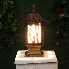 Detailed Tree Encarved Golden Decorative Outdoor Gate Light