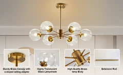 Six Clear Globe Spreaded Design Ceiling Chandelier