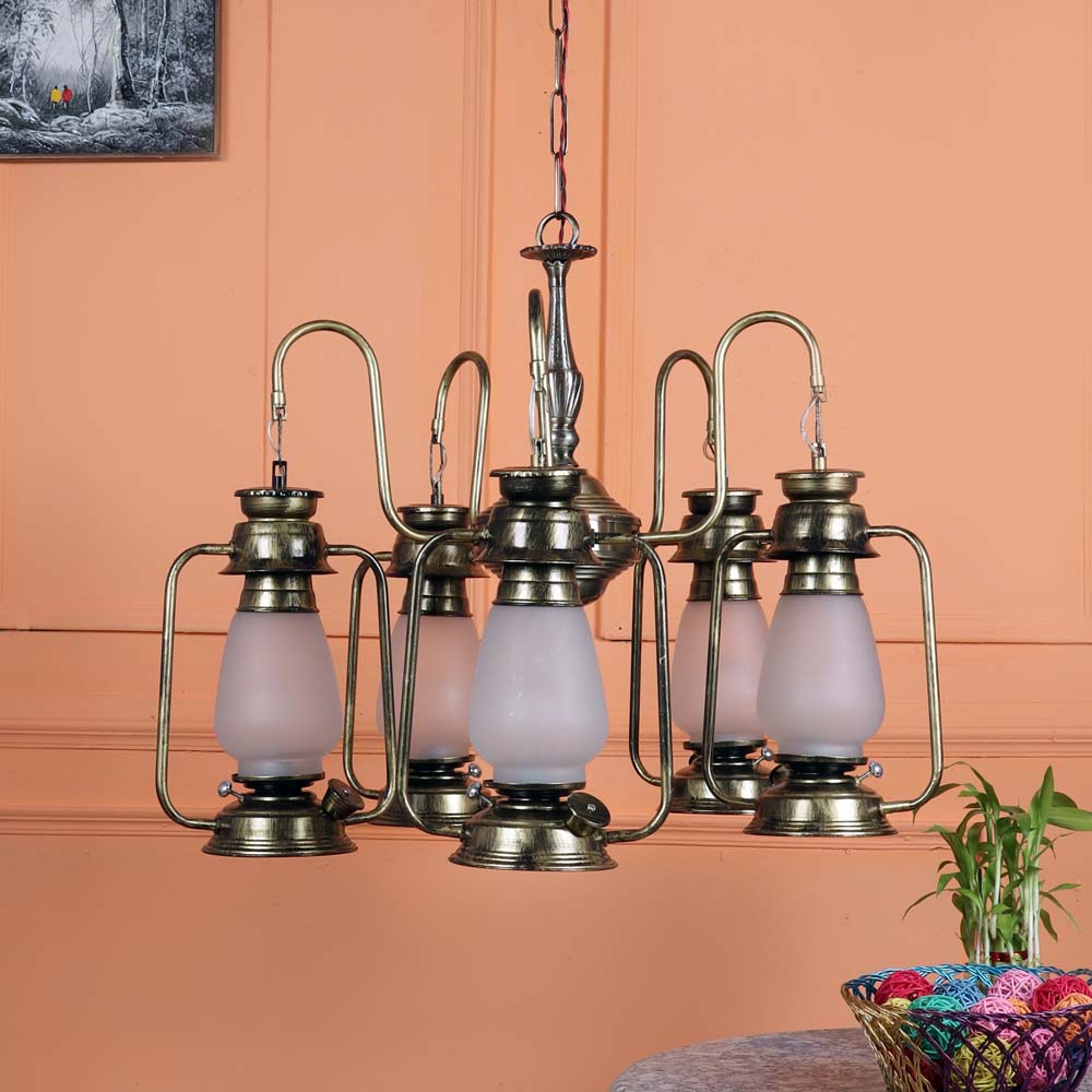 Copper Hurricane Cluster Frosted Decorative Chandelier