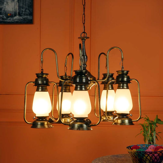 Copper Hurricane Cluster Frosted Decorative Chandelier