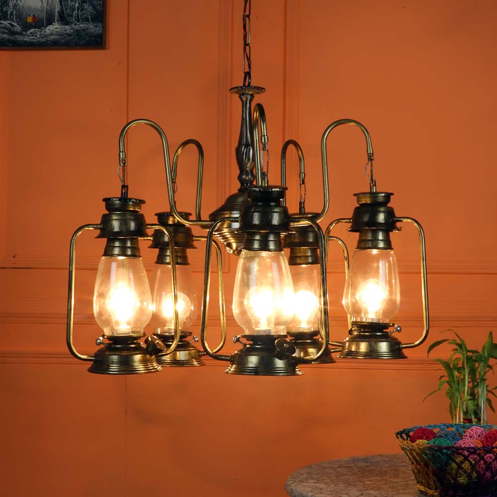 Copper Hurricane Cluster Clear Warm Decorative Chandelier